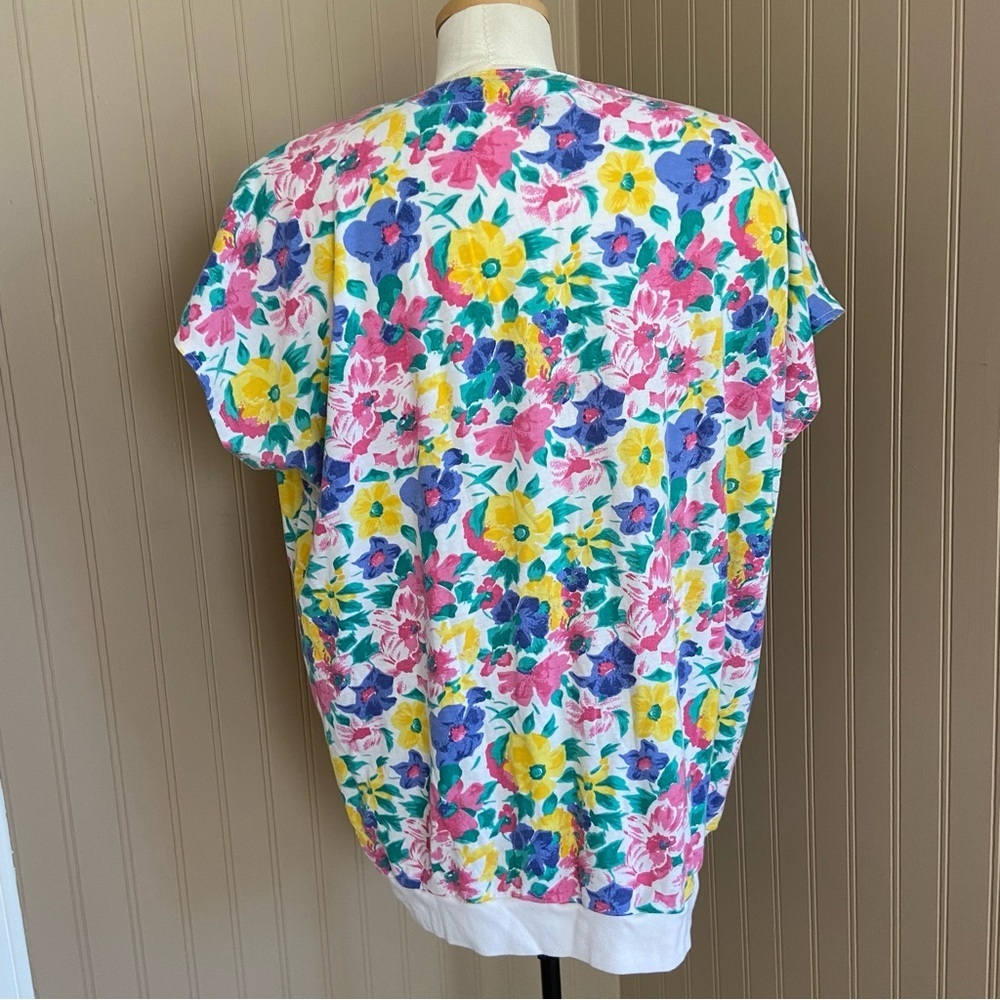 Vintage Retro Perspective Vibrant Floral Print Top T-shirt Women’s Size XL - Picture 5 of 6